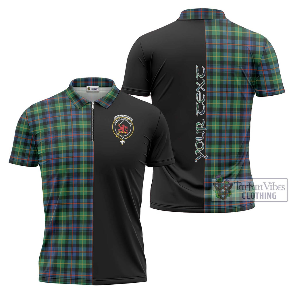 Farquharson Ancient Tartan Zipper Polo Shirt with Family Crest and Half Of Me Style Unisex - Tartanvibesclothing Shop