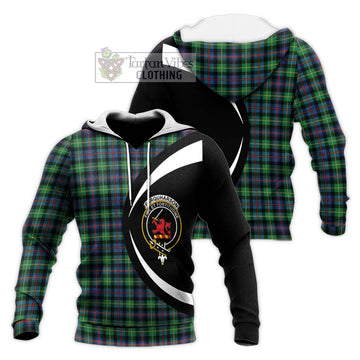 Farquharson Ancient Tartan Knitted Hoodie with Family Crest Circle Style