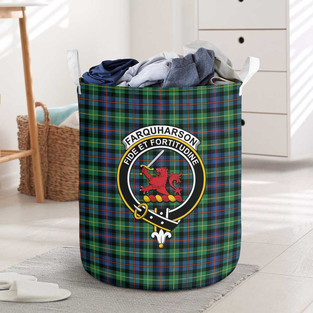 Farquharson Ancient Tartan Laundry Basket with Family Crest One Size - Tartanvibesclothing Shop