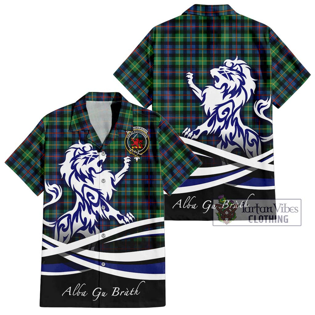 Farquharson Ancient Tartan Short Sleeve Button Shirt with Alba Gu Brath Regal Lion Emblem Kid - Tartanvibesclothing Shop