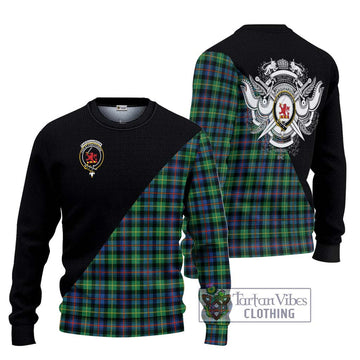 Farquharson Ancient Tartan Ugly Sweater with Family Crest and Military Logo Style