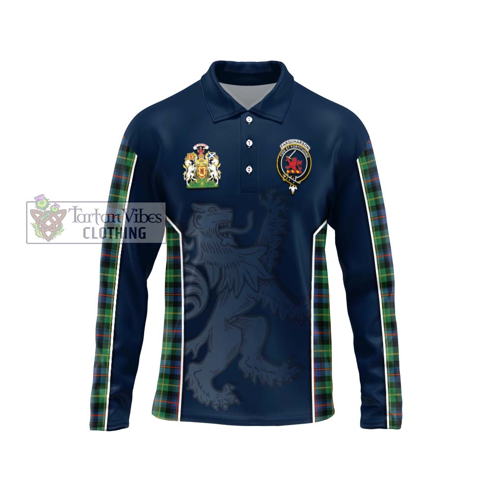 Farquharson Ancient Tartan Long Sleeve Polo Shirt with Family Crest and Lion Rampant Vibes Sport Style Unisex - Tartan Vibes Clothing