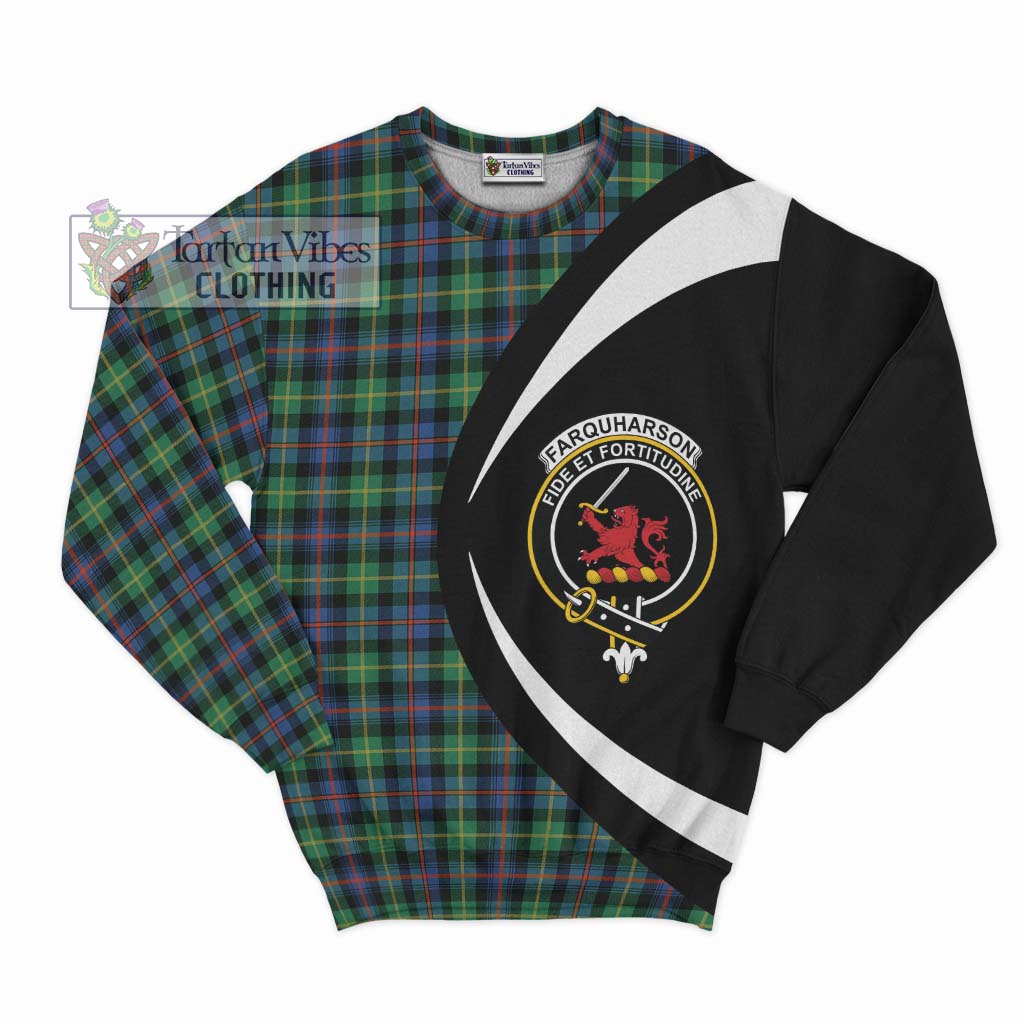 Farquharson Ancient Tartan Sweatshirt with Family Crest Circle Style Unisex - Tartan Vibes Clothing