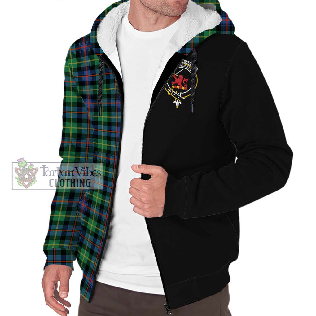 Farquharson Ancient Tartan Sherpa Hoodie with Family Crest and Half Of Me Style Unisex S - Tartanvibesclothing Shop