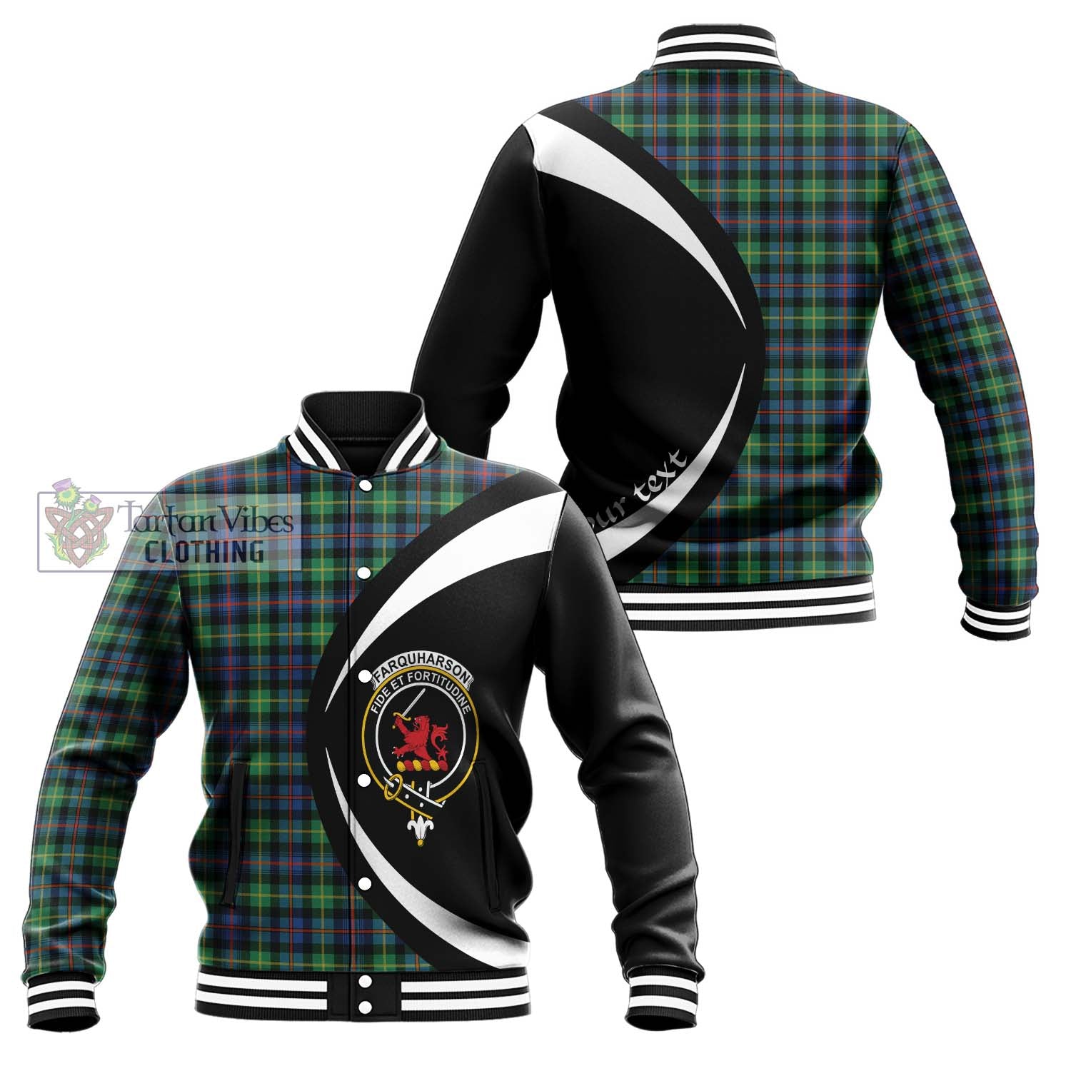 Farquharson Ancient Tartan Baseball Jacket with Family Crest Circle Style Unisex - Tartan Vibes Clothing