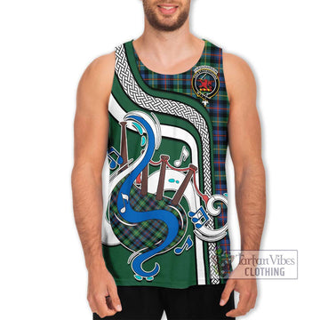 Farquharson Ancient Tartan Men's Tank Top with Epic Bagpipe Style