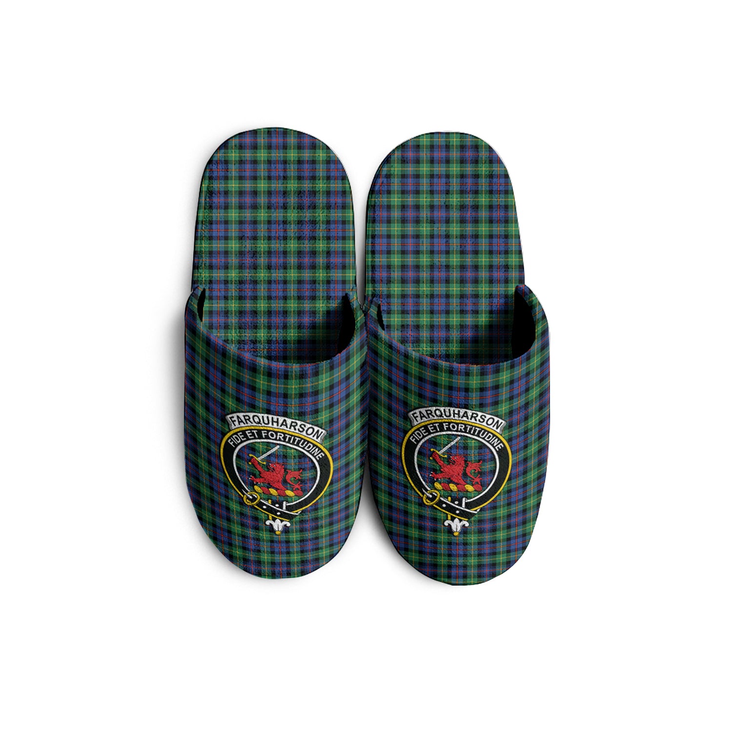Farquharson Ancient Tartan Home Slippers with Family Crest - Tartanvibesclothing