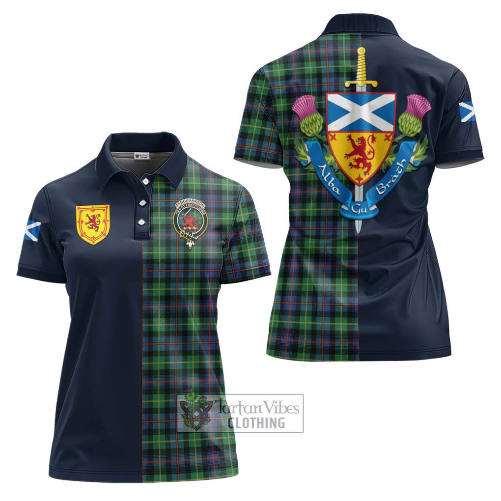 Tartan Vibes Clothing Farquharson Ancient Tartan Women's Polo Shirt with Scottish Lion Royal Arm Half Style