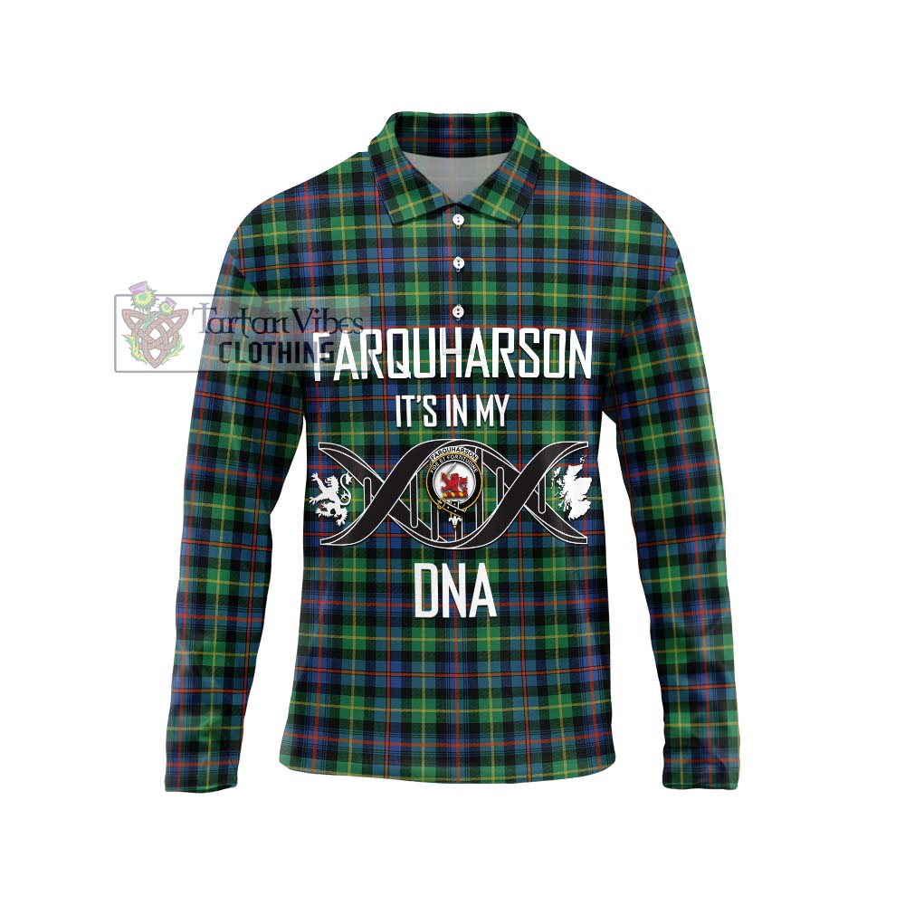 Farquharson Ancient Tartan Long Sleeve Polo Shirt with Family Crest DNA In Me Style Unisex - Tartanvibesclothing Shop