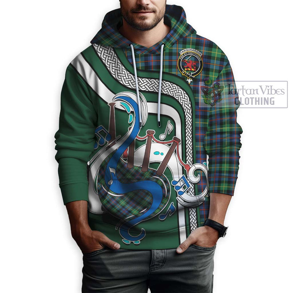 Farquharson Ancient Tartan Hoodie with Epic Bagpipe Style Zip Hoodie - Tartanvibesclothing Shop