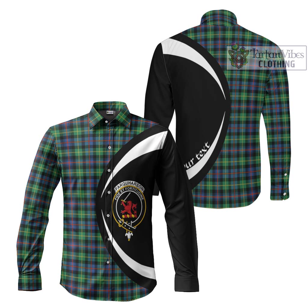 Farquharson Ancient Tartan Long Sleeve Button Up with Family Crest Circle Style Men's Shirt S - Tartan Vibes Clothing