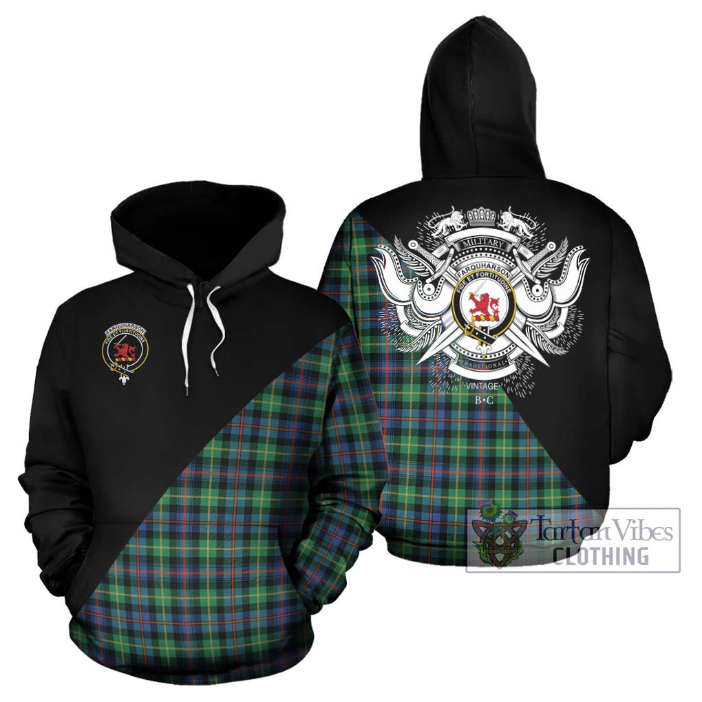 Farquharson Ancient Tartan Hoodie with Family Crest and Military Logo Style Zip Hoodie - Tartanvibesclothing Shop