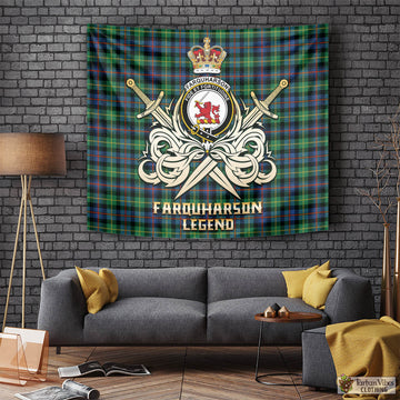 Farquharson Ancient Tartan Tapestry with Clan Crest and the Golden Sword of Courageous Legacy