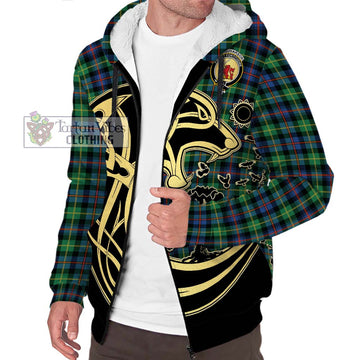 Farquharson Ancient Tartan Sherpa Hoodie with Family Crest Celtic Wolf Style
