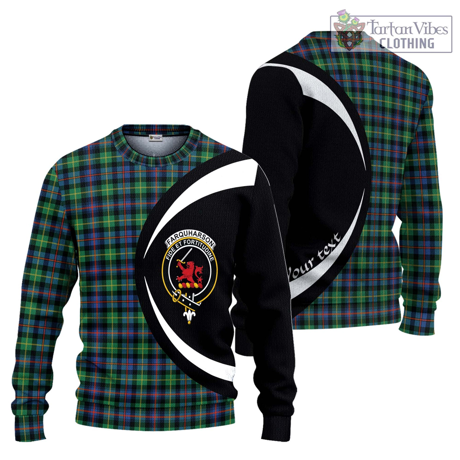 Farquharson Ancient Tartan Ugly Sweater with Family Crest Circle Style Unisex - Tartan Vibes Clothing