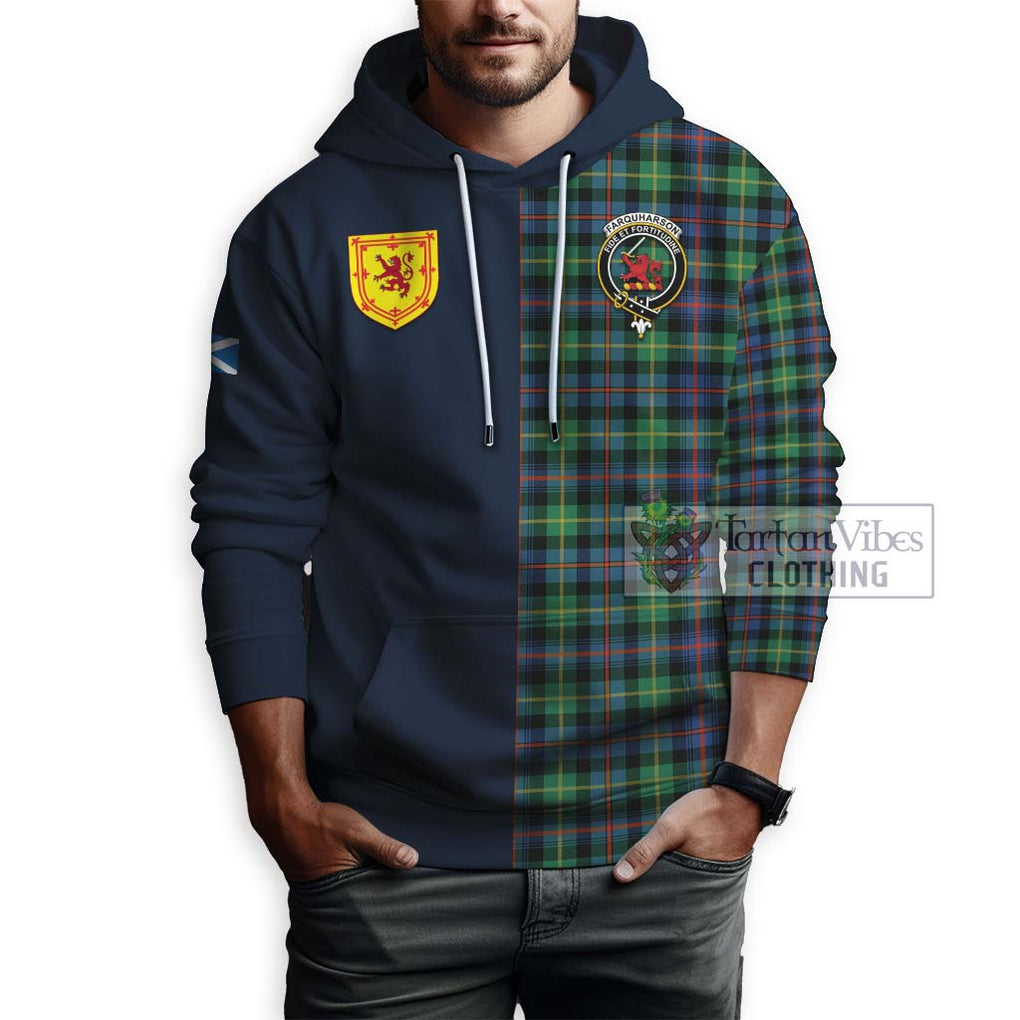 Tartan Vibes Clothing Farquharson Ancient Tartan Hoodie with Scottish Lion Royal Arm Half Style