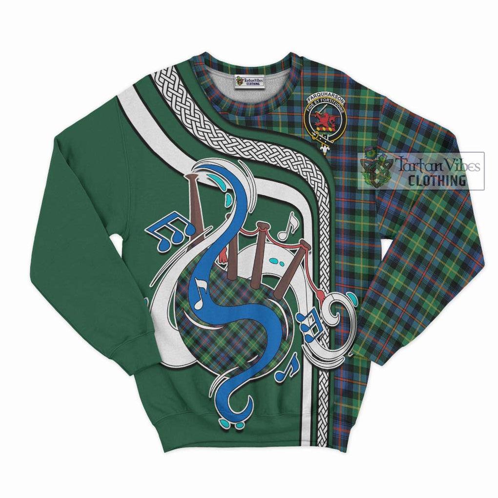 Farquharson Ancient Tartan Sweatshirt with Epic Bagpipe Style - Tartanvibesclothing Shop