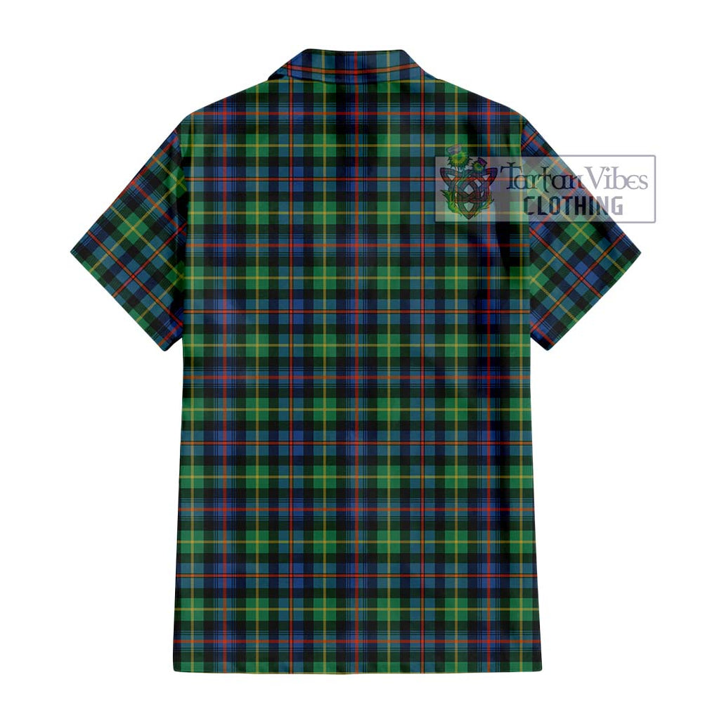 Farquharson Ancient Tartan Short Sleeve Button Shirt with Family Crest DNA In Me Style - Tartanvibesclothing Shop