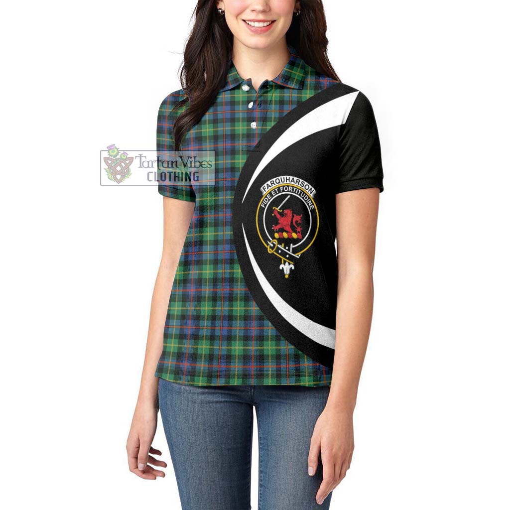Tartan Vibes Clothing Farquharson Ancient Tartan Women's Polo Shirt with Family Crest Circle Style
