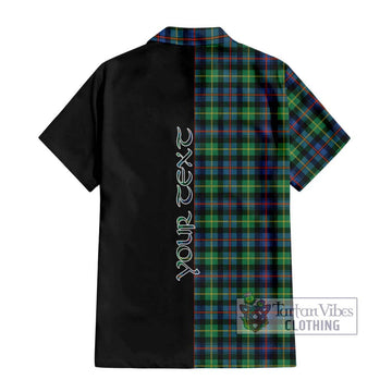 Farquharson Ancient Tartan Short Sleeve Button Shirt with Family Crest and Half Of Me Style