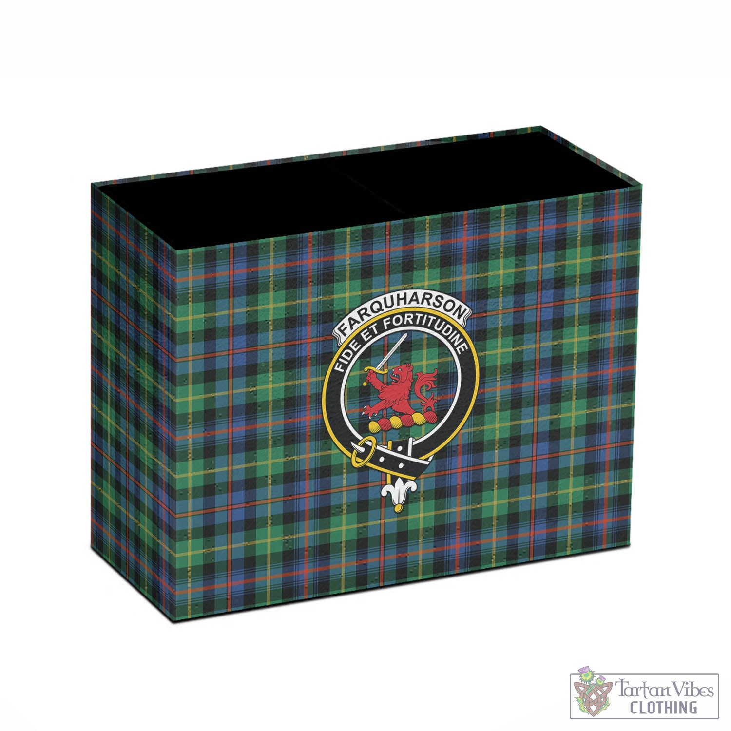 Tartan Vibes Clothing Farquharson Ancient Tartan Pen Holder with Family Crest