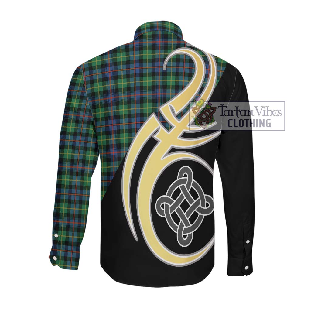 Farquharson Ancient Tartan Long Sleeve Button Shirt with Family Crest and Celtic Symbol Style Men's Shirt - Tartan Vibes Clothing