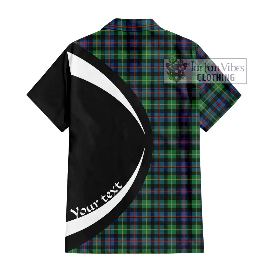 Farquharson Ancient Tartan Short Sleeve Button Up with Family Crest Circle Style - Tartan Vibes Clothing