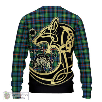 Farquharson Ancient Tartan Ugly Sweater with Family Crest Celtic Wolf Style