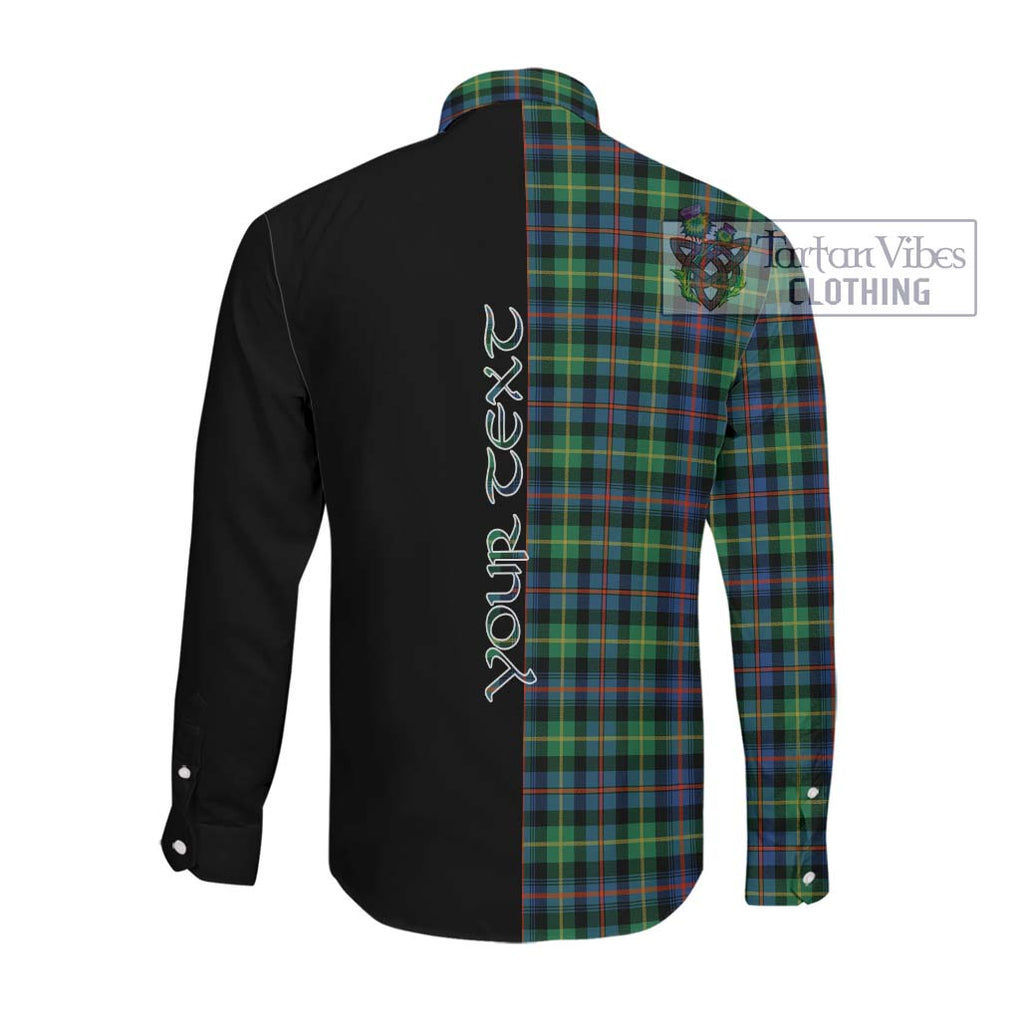 Farquharson Ancient Tartan Long Sleeve Button Shirt with Family Crest and Half Of Me Style Men's Shirt - Tartanvibesclothing Shop