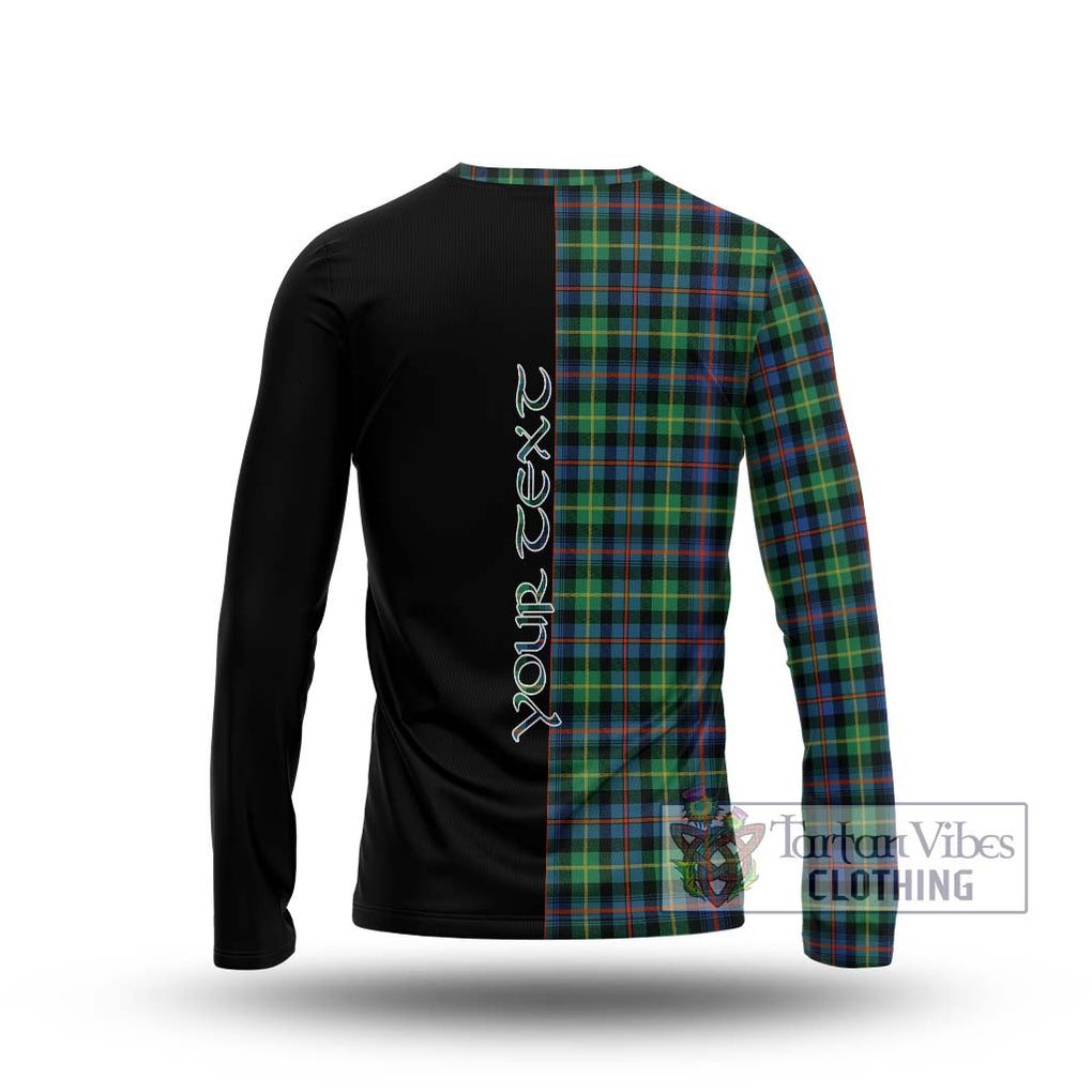 Farquharson Ancient Tartan Long Sleeve T-Shirt with Family Crest and Half Of Me Style - Tartanvibesclothing Shop