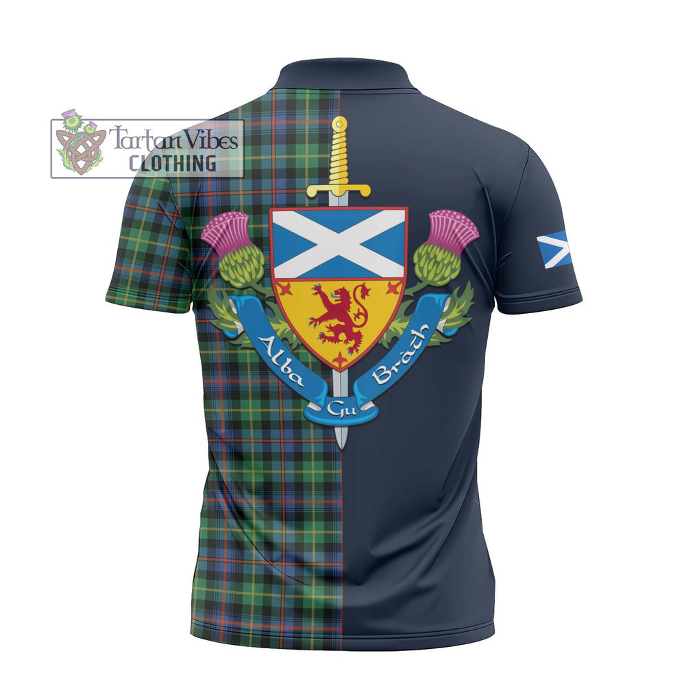 Tartan Vibes Clothing Farquharson Ancient Tartan Zipper Polo Shirt with Scottish Lion Royal Arm Half Style