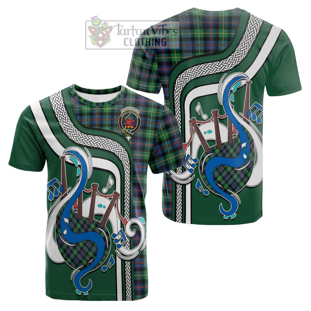 Tartan Vibes Clothing Farquharson Ancient Tartan Cotton T-shirt with Epic Bagpipe Style