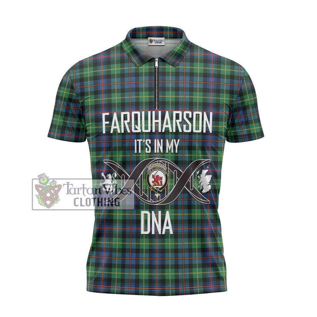 Farquharson Ancient Tartan Zipper Polo Shirt with Family Crest DNA In Me Style - Tartanvibesclothing Shop