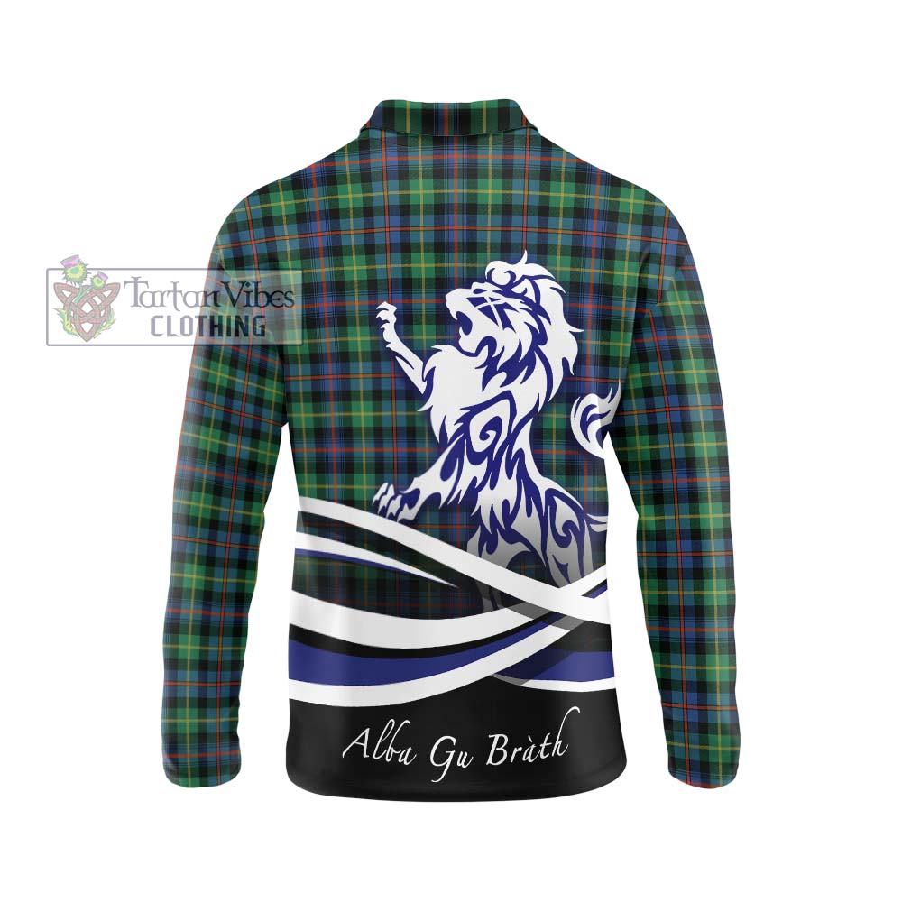 Farquharson Ancient Tartan Long Sleeve Polo Shirt with Alba Gu Brath Regal Lion Emblem - Tartanvibesclothing Shop