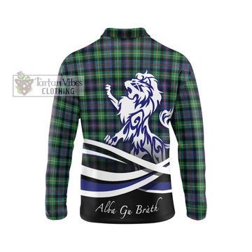 Farquharson Ancient Tartan Long Sleeve Polo Shirt with Alba Gu Brath Regal Lion Emblem