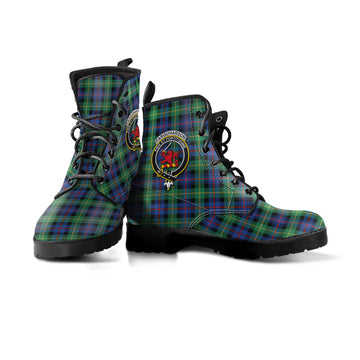 Farquharson Ancient Tartan Leather Boots with Family Crest