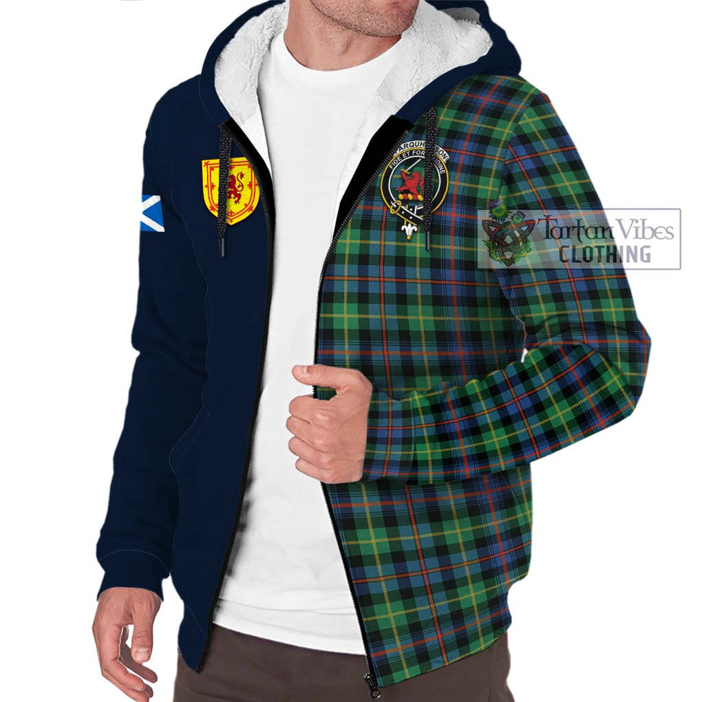 Tartan Vibes Clothing Farquharson Ancient Tartan Sherpa Hoodie with Scottish Lion Royal Arm Half Style