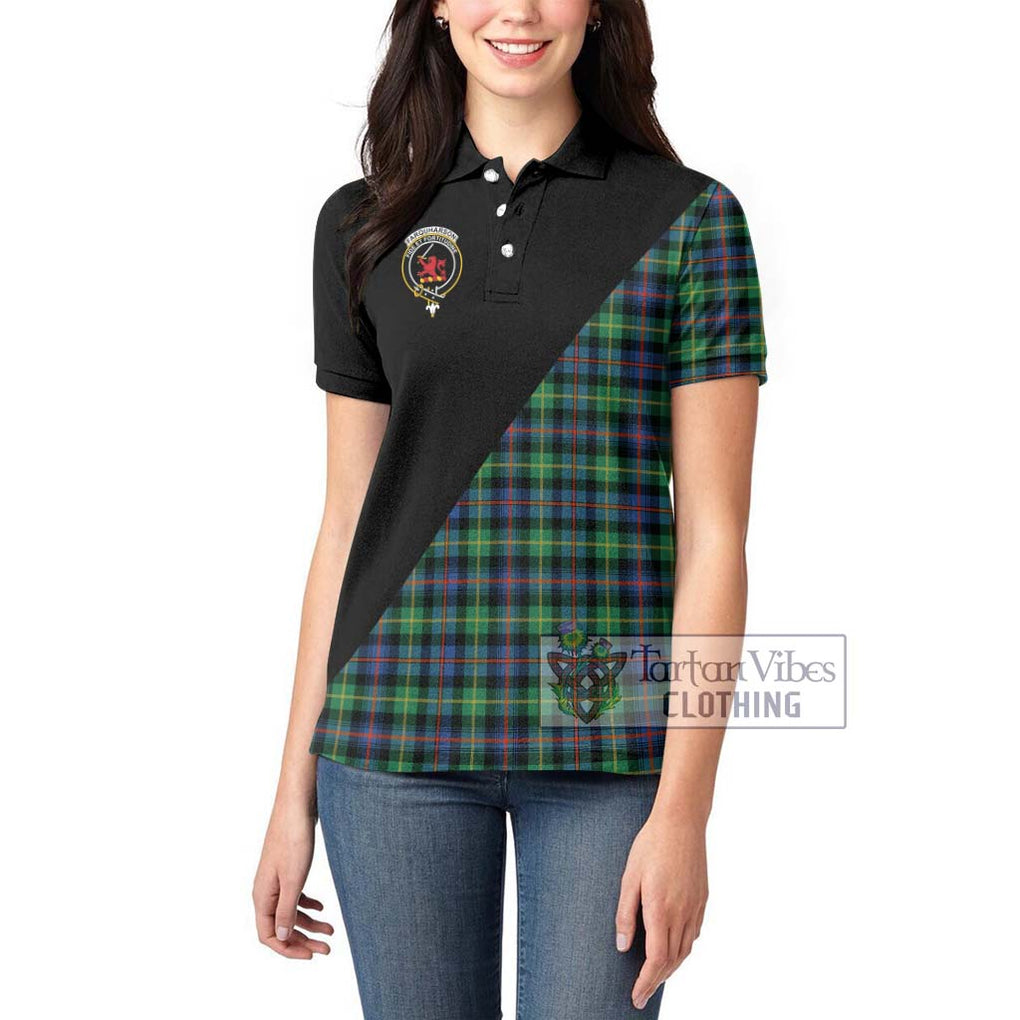 Farquharson Ancient Tartan Women's Polo Shirt with Family Crest and Military Logo Style - Tartanvibesclothing Shop