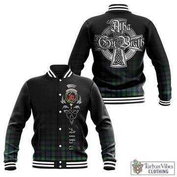 Farquharson Ancient Tartan Baseball Jacket Featuring Alba Gu Brath Family Crest Celtic Inspired