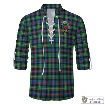 Farquharson Ancient Tartan Men's Scottish Traditional Jacobite Ghillie Kilt Shirt with Family Crest