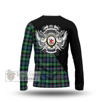 Farquharson Ancient Tartan Long Sleeve T-Shirt with Family Crest and Military Logo Style