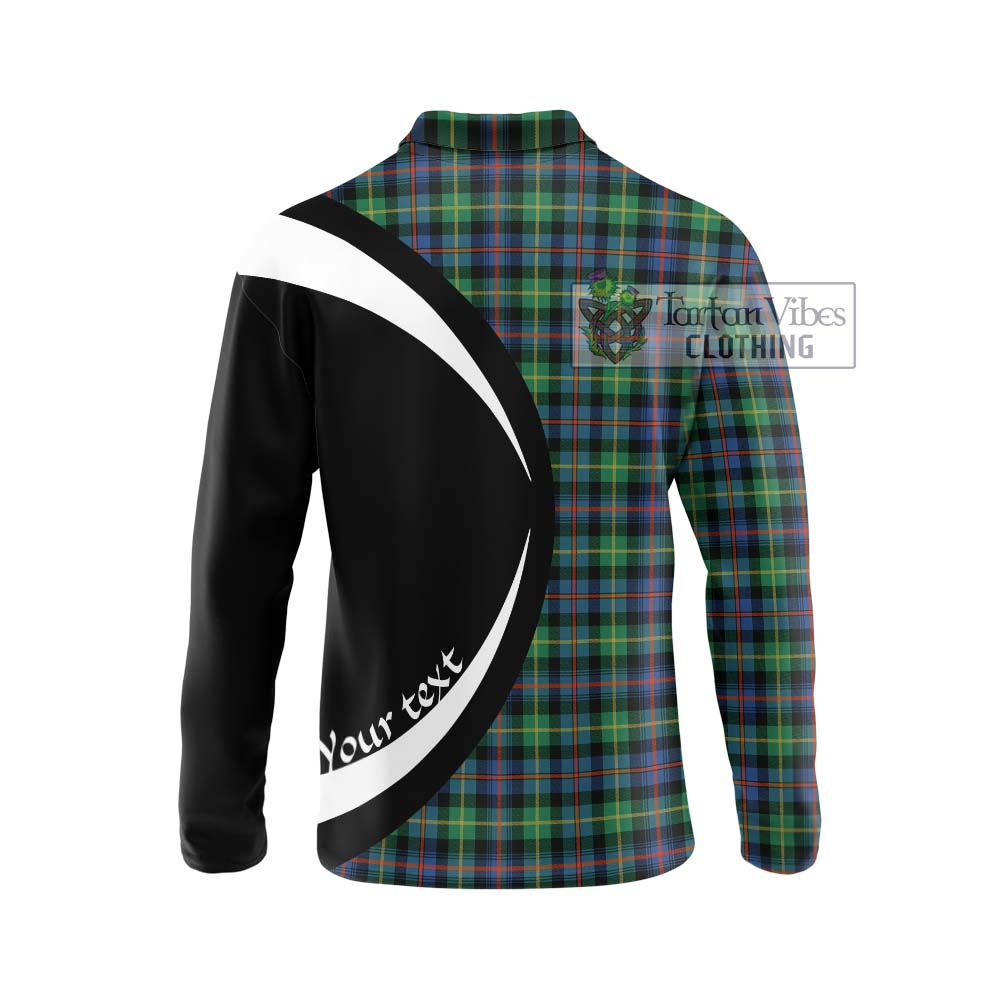 Farquharson Ancient Tartan Long Sleeve Polo Shirt with Family Crest Circle Style - Tartan Vibes Clothing