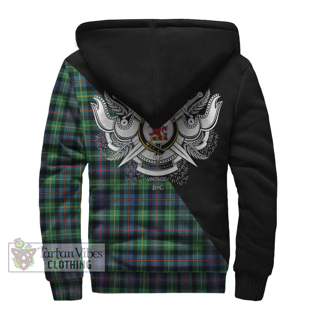 Farquharson Ancient Tartan Sherpa Hoodie with Family Crest and Military Logo Style - Tartanvibesclothing Shop