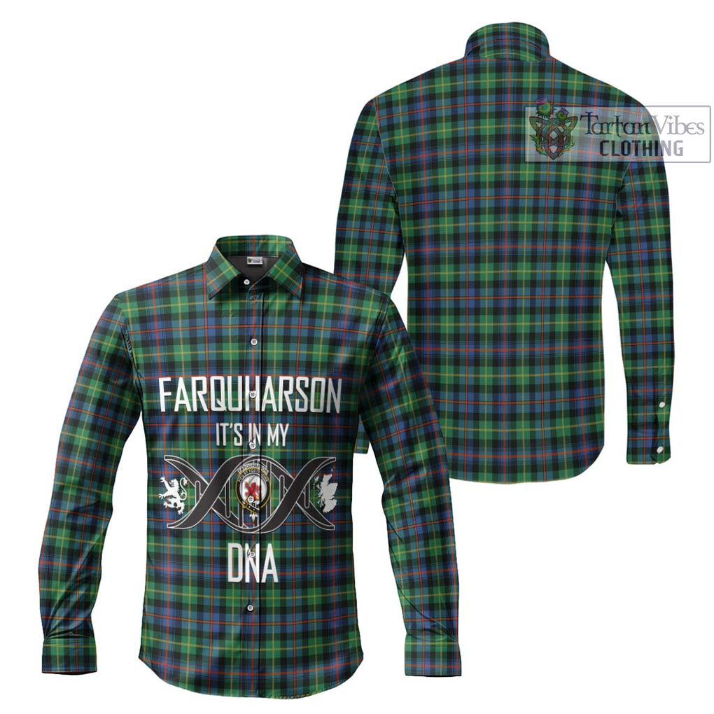 Farquharson Ancient Tartan Long Sleeve Button Shirt with Family Crest DNA In Me Style Men's Shirt - Tartanvibesclothing Shop