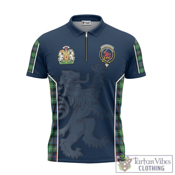 Farquharson Ancient Tartan Zipper Polo Shirt with Family Crest and Lion Rampant Vibes Sport Style