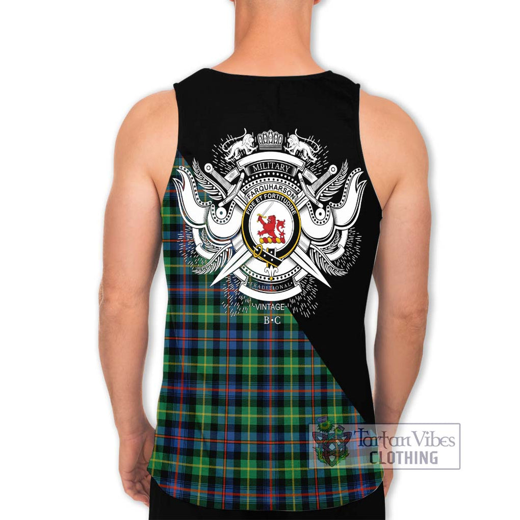 Farquharson Ancient Tartan Men's Tank Top with Family Crest and Military Logo Style - Tartanvibesclothing Shop