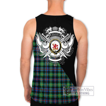 Farquharson Ancient Tartan Men's Tank Top with Family Crest and Military Logo Style