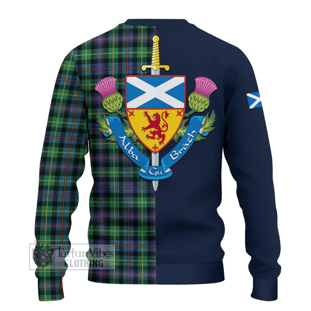 Tartan Vibes Clothing Farquharson Ancient Tartan Knitted Sweater with Scottish Lion Royal Arm Half Style