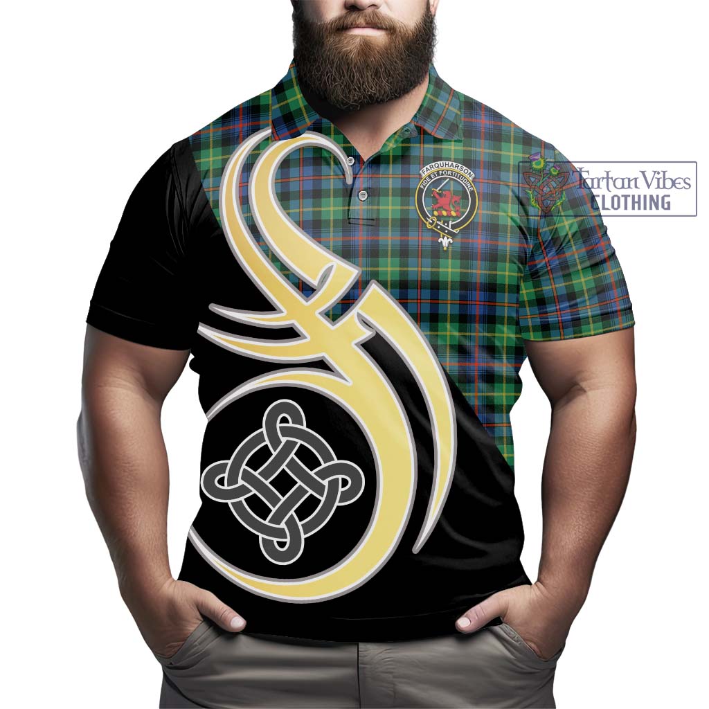 Tartan Vibes Clothing Farquharson Ancient Tartan Polo Shirt with Family Crest and Celtic Symbol Style