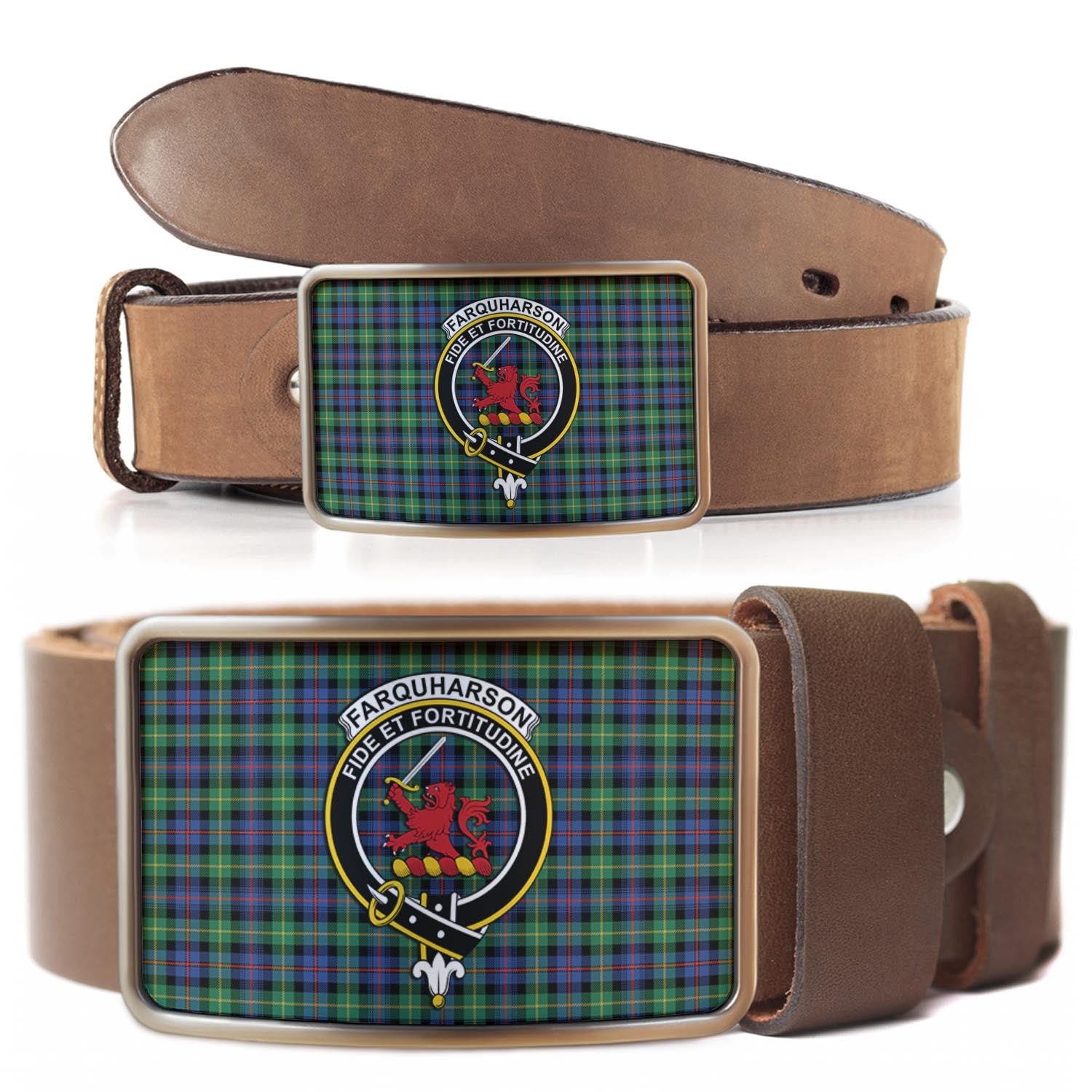 Farquharson Ancient Tartan Belt Buckles with Family Crest - Tartan Vibes Clothing